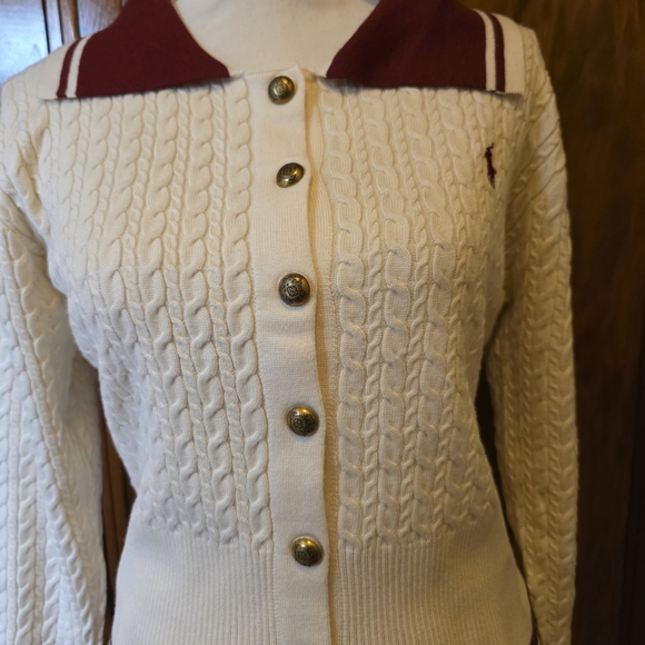 Ralph Lauren Cream and Burgundy Knit Set With Skirt very Stretchable - Picture 2 of 9